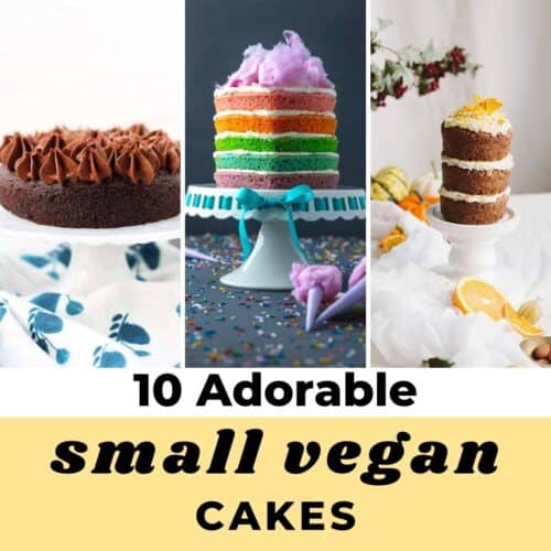 A collage of 3 different cakes "10 Adorable Small Vegan Cakes".