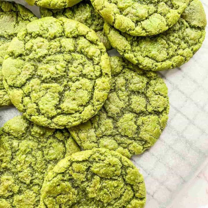 A pile of green matcha cookies.
