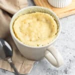 Vanilla cake in a mug.